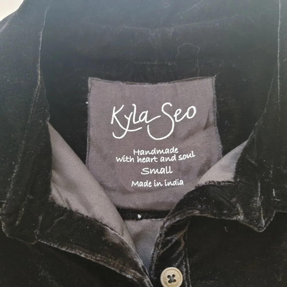 Kyla Seo Caite Blouse Shirt Women's Small Black Velvet NWOT - Picture 5 of 8